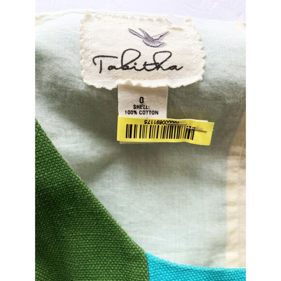 Tabitha Fit & Flare Mini Dress Color Block Multicolor 100% Cotton Sleeveless 0 - Picture 5 of 5